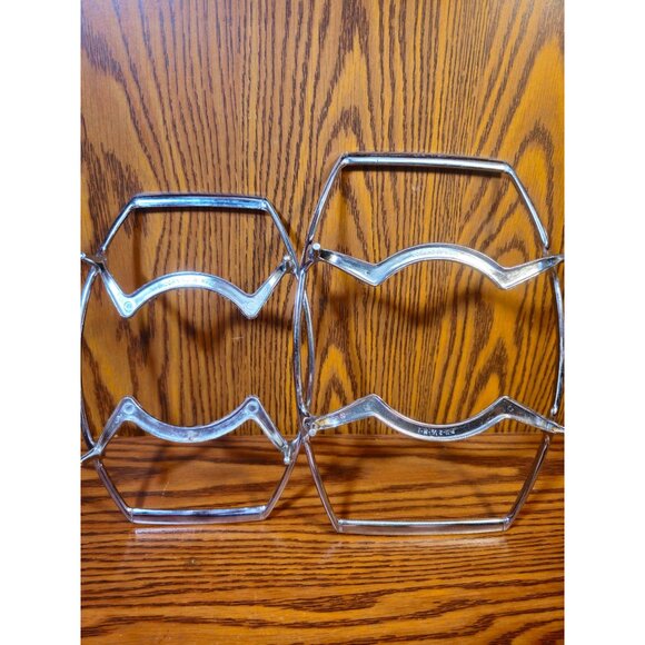 Set of 2, Vintage Chrome Corning Ware Casserole Dish Holders With Ribbed Handles - Picture 7 of 12